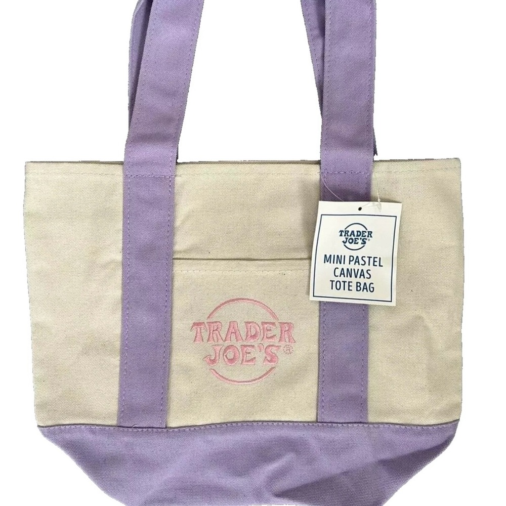 Trader Joe’s Mini Pastel Canvas Tote Bag in Lavender Purple
